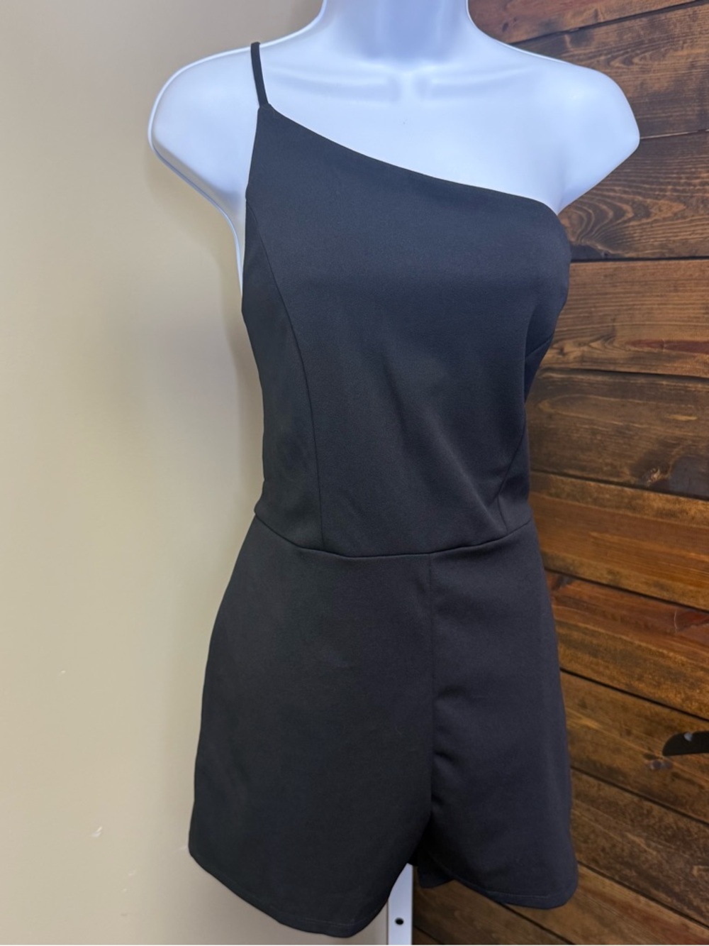 Crystal Sky Women's Black One-Shoulder Romper Dress Size L cocktail summer chic